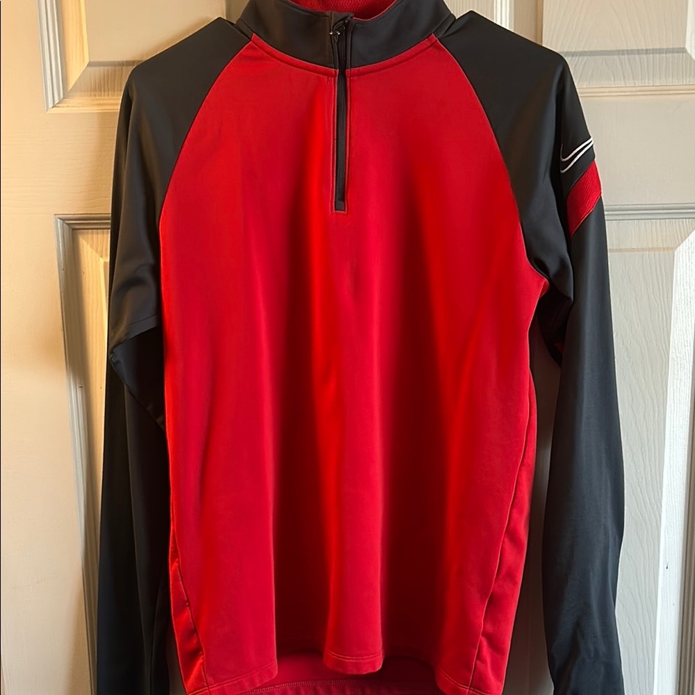 Nike Red and Black Zip Up Men's Sweater